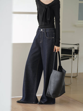navy wide jeans