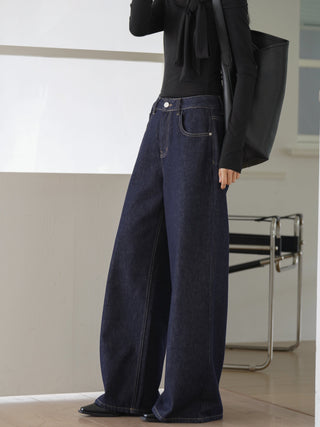 navy wide jeans
