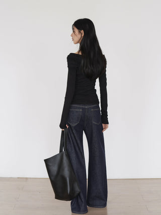 navy wide jeans