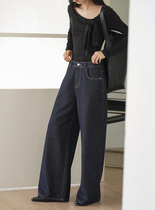 navy wide jeans