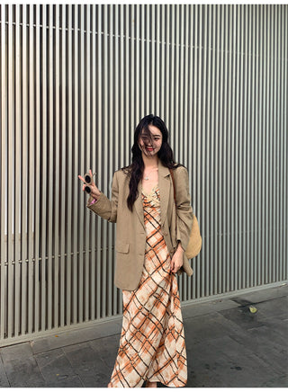plaid sling dress