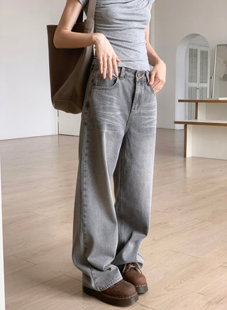 washed wide jeans