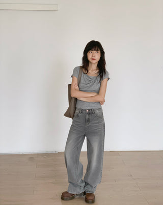 washed wide jeans