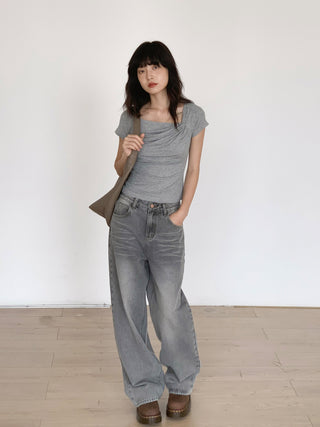 washed wide jeans