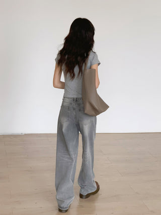 washed wide jeans