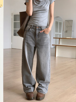 washed wide jeans