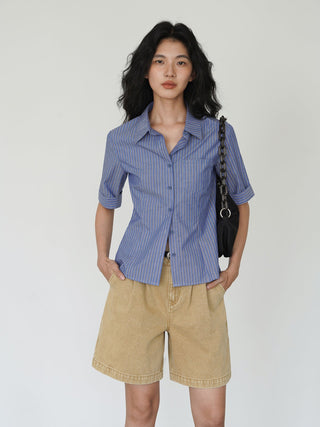 blue striped shirt