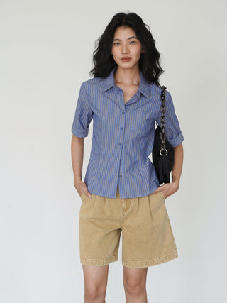 blue striped shirt