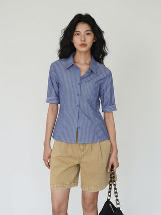 blue striped shirt
