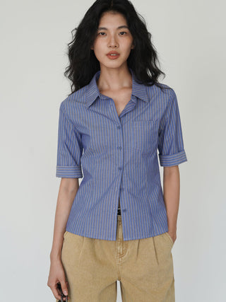 blue striped shirt