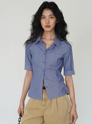 blue striped shirt