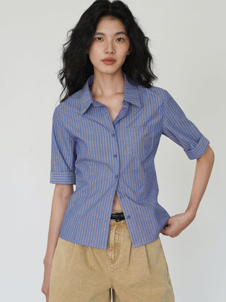 blue striped shirt