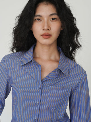 blue striped shirt