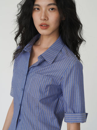 blue striped shirt