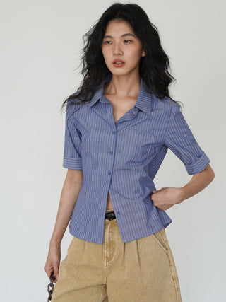 blue striped shirt
