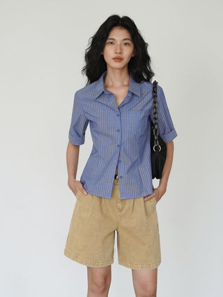 blue striped shirt
