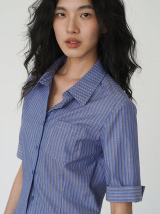blue striped shirt