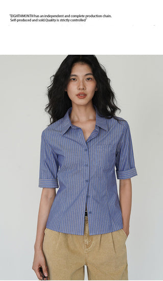 blue striped shirt