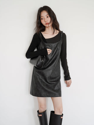 PU leather dress