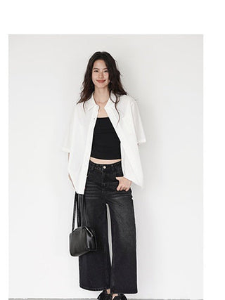 washed cropped jeans