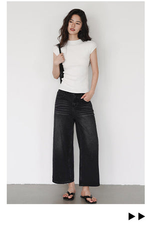 washed cropped jeans