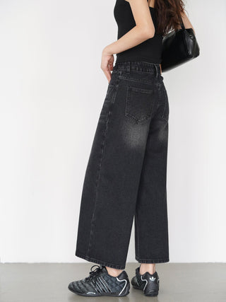 washed cropped jeans