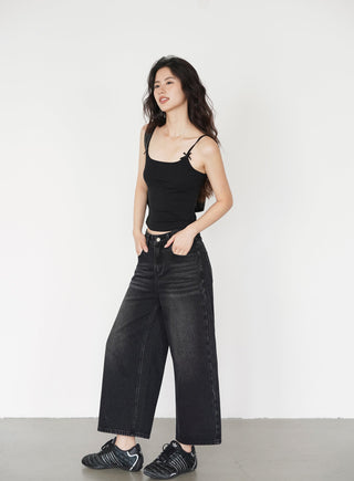 washed cropped jeans