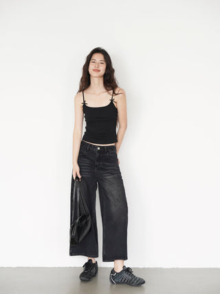 washed cropped jeans