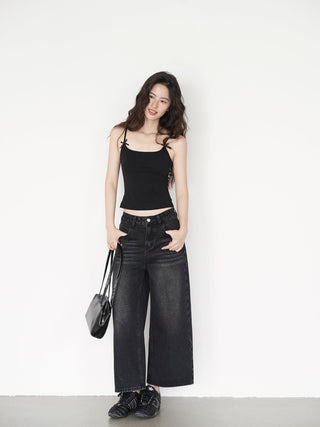 washed cropped jeans
