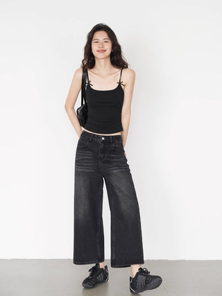 washed cropped jeans