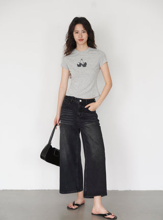 washed cropped jeans