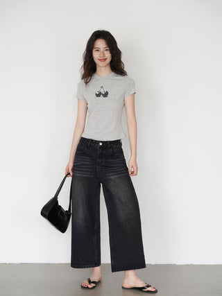 washed cropped jeans