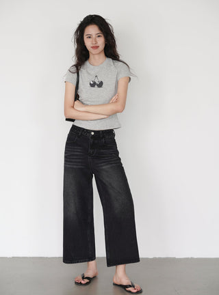 washed cropped jeans