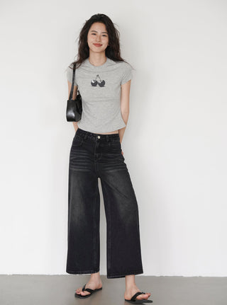washed cropped jeans