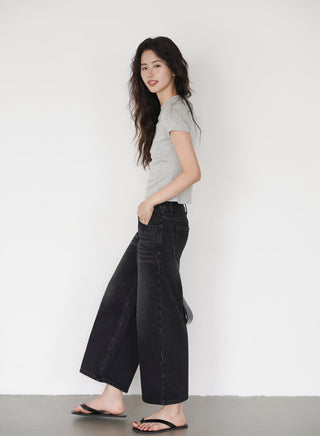 washed cropped jeans