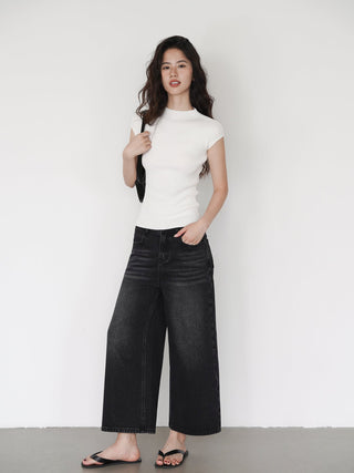 washed cropped jeans