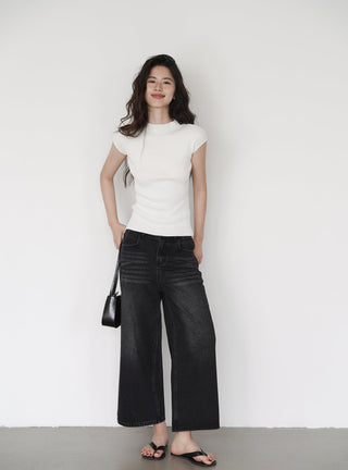 washed cropped jeans