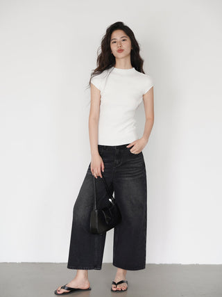 washed cropped jeans