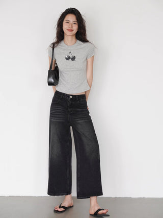 washed cropped jeans