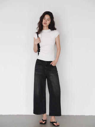 washed cropped jeans