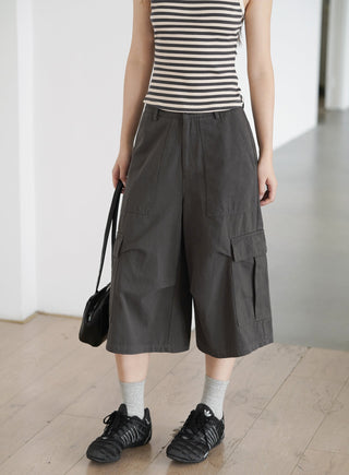 gray cropped overalls
