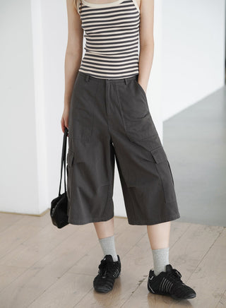 gray cropped overalls