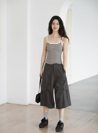 gray cropped overalls