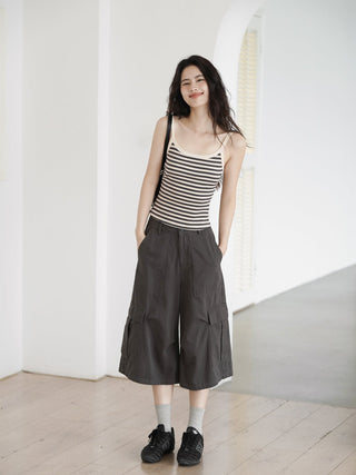 gray cropped overalls