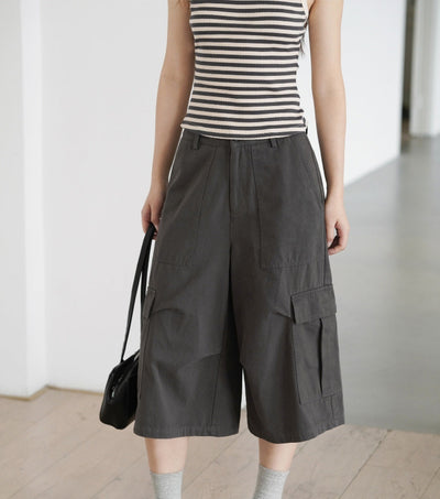 gray cropped overalls