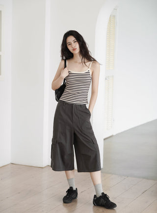 gray cropped overalls