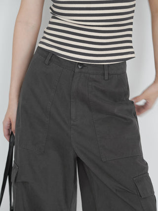 gray cropped overalls