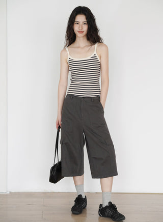 gray cropped overalls