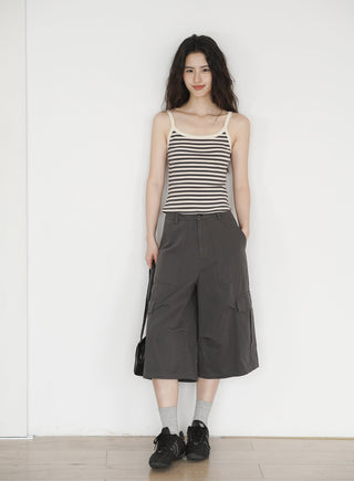 gray cropped overalls