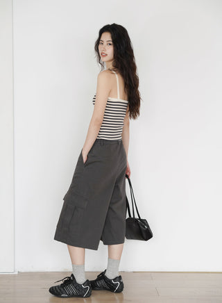gray cropped overalls
